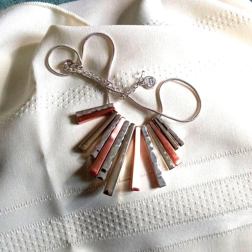 HH SILVER, COPPER, GOLD BAR NECKLACE